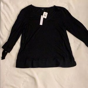 Black Cotton Top - Bow Sleeves
